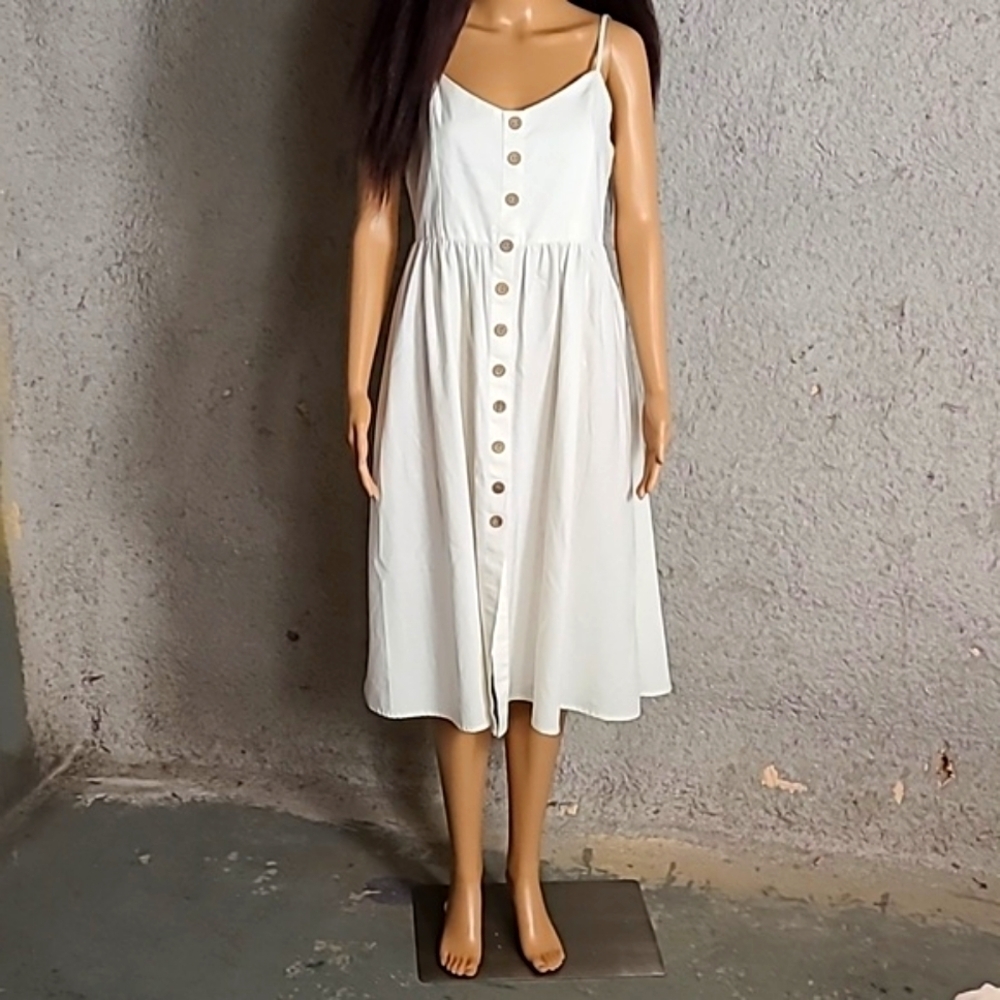 Summer Cotton Midi Dress, Fits S/M - Picture 5 of 15